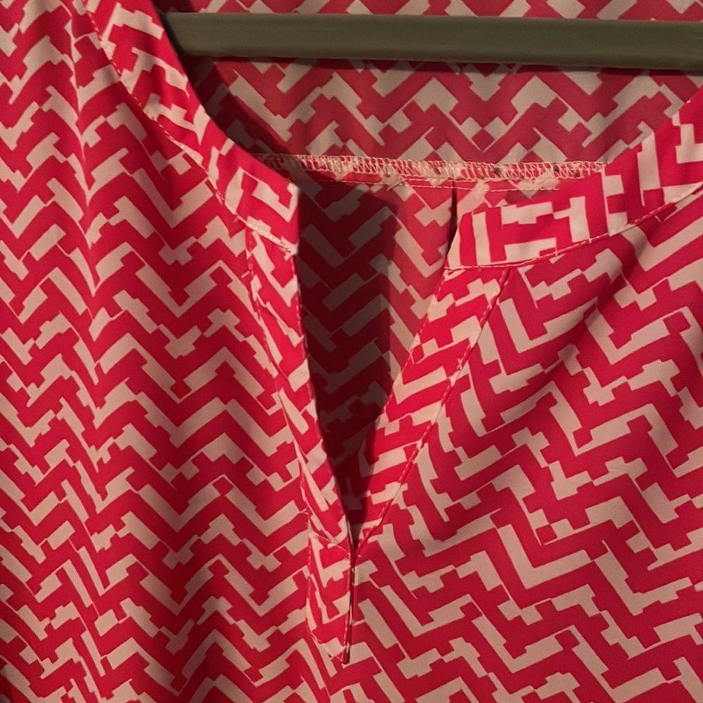 GJ Banks 3X magenta & white 3/4 sleeve blouse - Picture 4 of 6